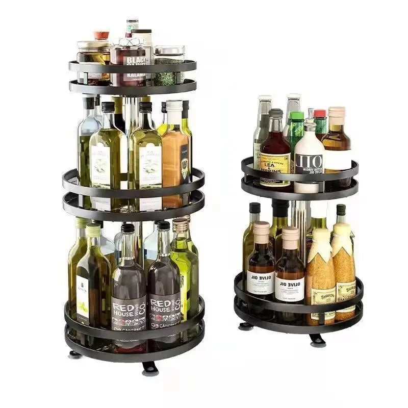 Kitchen countertop item stroge rack rotatable multi-layer metle spice strong rack