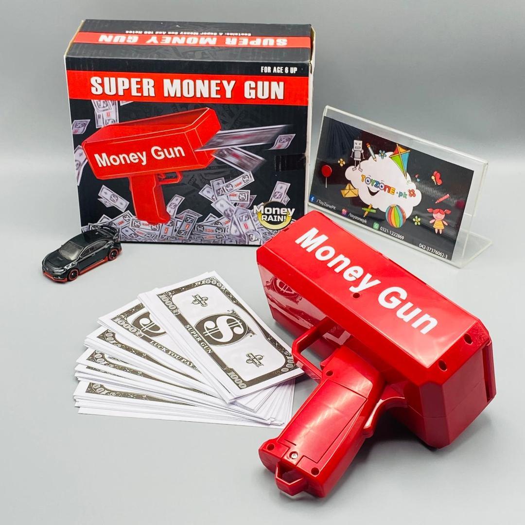 Money gun red toy for kids