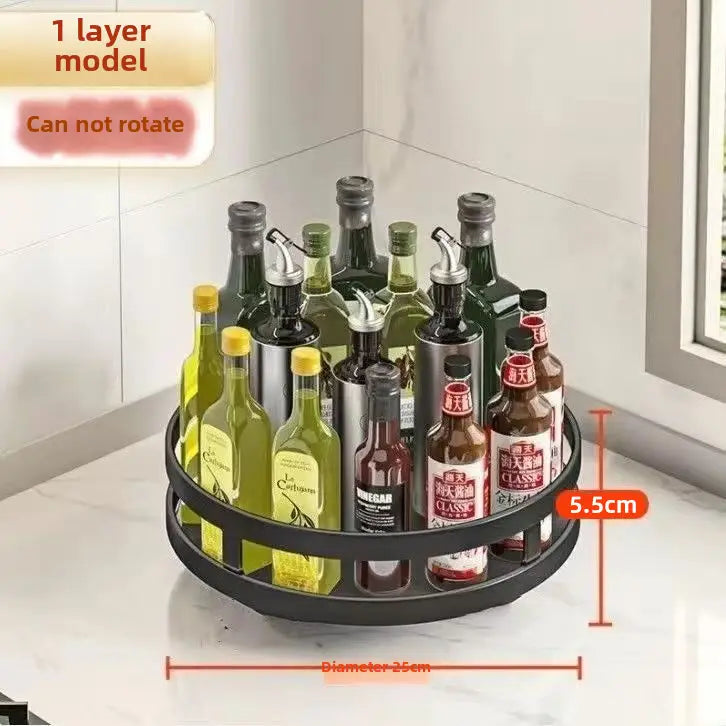 Kitchen countertop item stroge rack rotatable multi-layer metle spice strong rack